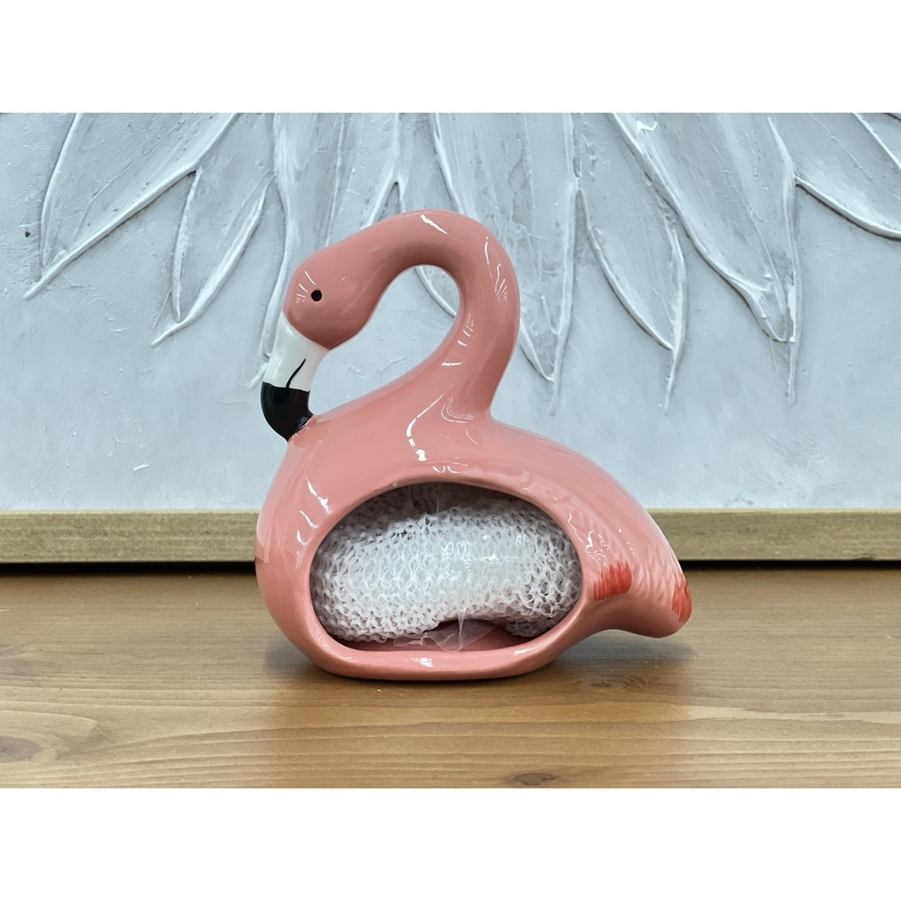 Flamingo Scrubby Holder W/ Scrubby Home Essentials 5.25"